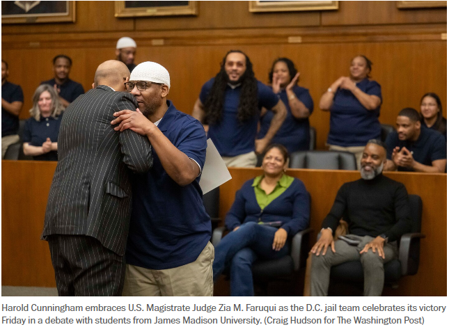 In emotional event, D.C. jail inmates debate JMU students in courtroom